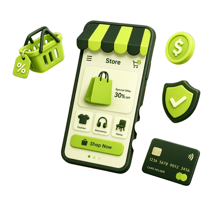 VertexTrue Shopify store 3D illustration